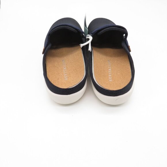 Revitalign Women's Navy Orthotic Clogs Adjustable Strap Cork Footbed 6 Wide NEW - Picture 3 of 7